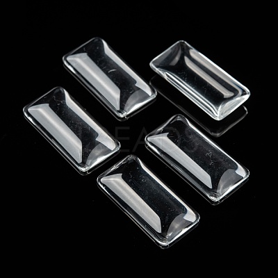 Transparent Rectangle Glass Cabochons GGLA-R025-38x19-1