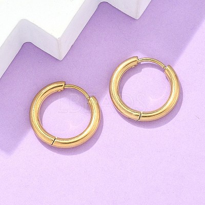 Ion Plating(IP) 304 Stainless Steel Huggie Hoop Earrings EJEW-F111B-17mm-G-1