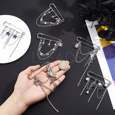 6Pcs 3 Stylesc Alloy Safety Pins JEWB-HY0001-66C-1