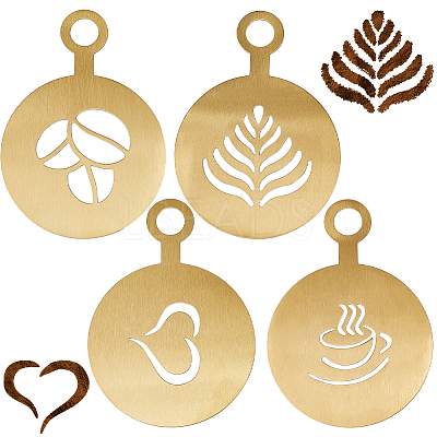 430 Stainless Steel Coffee Latte Art Molds AJEW-WH0038-40G-1