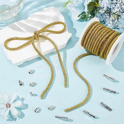 7.1 Yards Glass Rhinestone Synthetic Rubber Round Cord DIY-GF0013-74A-1