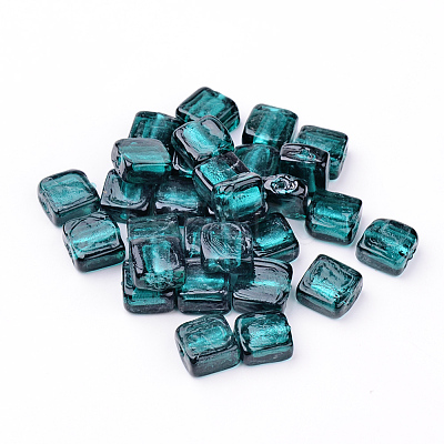 Handmade Silver Foil Lampwork Beads X-FOIL-S006-12x12mm-04-1