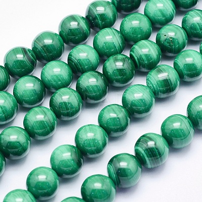 Natural Malachite Beads Strands G-O166-07A-10mm-1