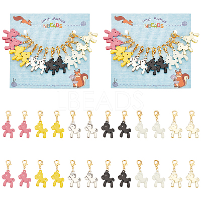 Horse Alloy Enamel Pendant Stitch Markers HJEW-AB00364-1