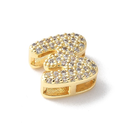 Brass Micro Pave Clear Cubic Zirconia Initial Multi-strand Links KK-S520-01G-13-1