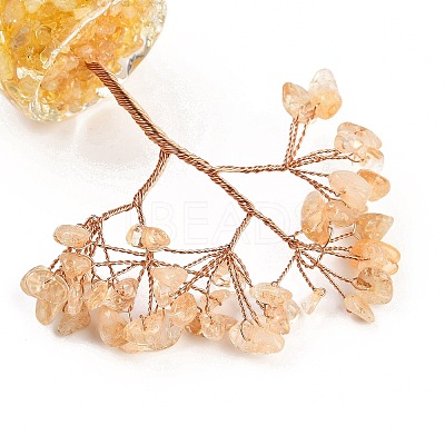 Natural Yellow Quartz Chips Tree of Life Decorations DJEW-B013-01C-1