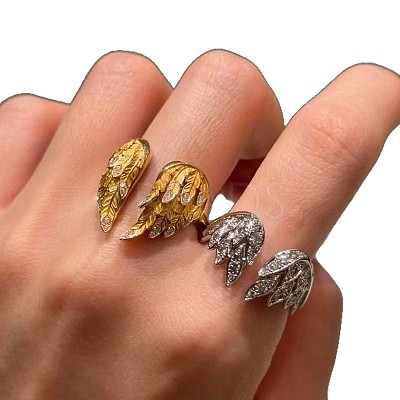 Alloy Rhinestone Cuff Open Rings WGEE099-01-1