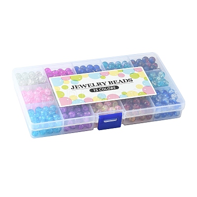 Baking Paint Crackle Glass Beads CCG-X0011-01-8mm-1