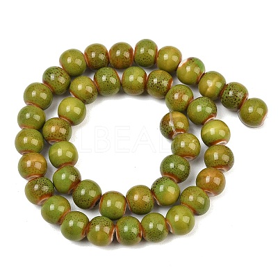 Handmade Fancy Antique Glazed Porcelain Ceramic Round Beads Strands PORC-L019-8mm-10-1