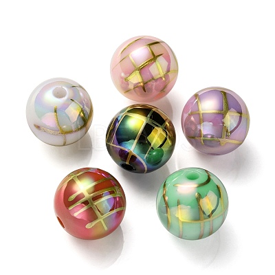 UV Plating Rainbow Iridescent Acrylic Beads X-PACR-E001-02-1