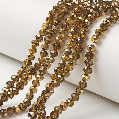 Electroplate Transparent Glass Beads Strands EGLA-A034-T4mm-O17-1