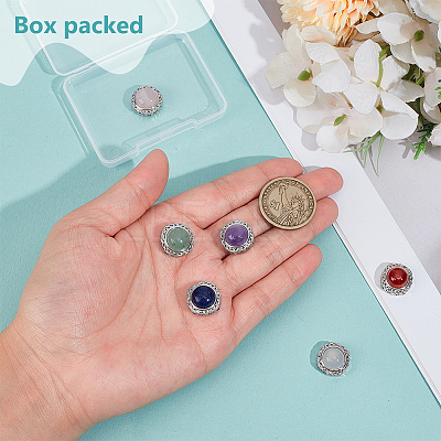 6Pcs 6 Styles Brass Pave Natural Amethyst & Rose Quartz & White Agate & Green Aventurine & Carnelian & Lapis Lazuli Multi-Strand Links KK-BC0015-17A-1