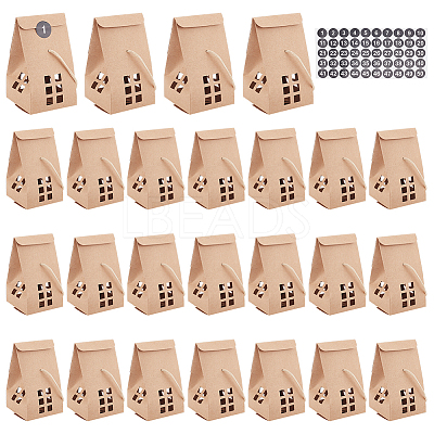 25 Sets Rectangle Foldable Creative Christmas Paper Gift Box with Window and 1 Polka Dot Paper Number Labels Sticker CON-PH0002-85A-1