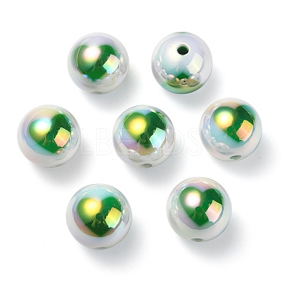 UV Plating Rainbow Iridescent Acrylic Beads OACR-F004-09D-1