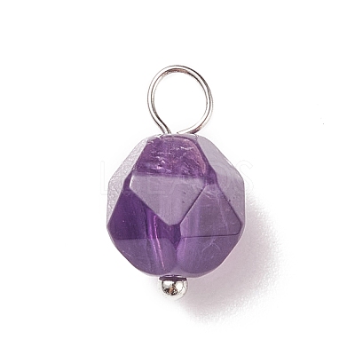Faceted Natural Amethyst  Pendants PALLOY-JF01694-03-1
