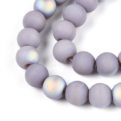 Frosted Opaque Glass Beads Strands GLAA-T032-P8mm-MBB07-1