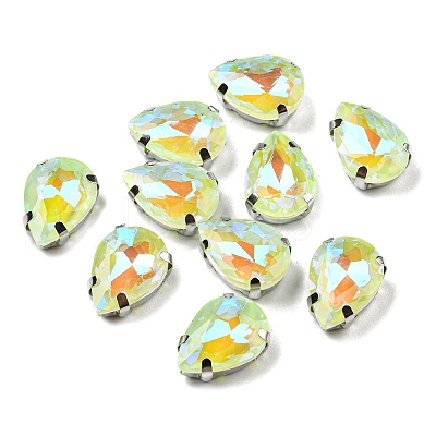 Mocha Fluorescent(MI) Teardrop Sew on Rhinestone GGLA-R043-02B-P04-1