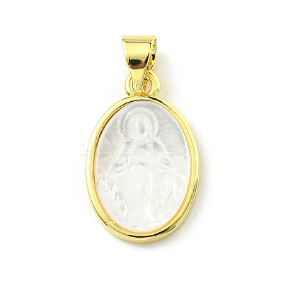 Rack Plating Brass Pave Natural Shell Pendants KK-A204-01A-01G-1