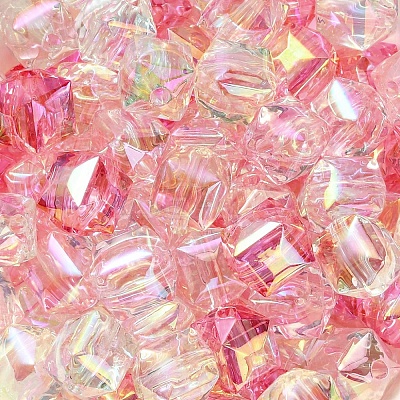 UV Plating Rainbow Iridescent Acrylic Beads OACR-K003-006-1