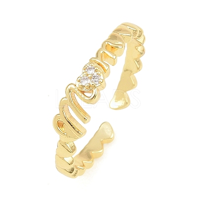 Mother's Day Brass Micro Pave Cubic Zirconia Cuff Open Rings CU-CBACDF6-07G-02-1