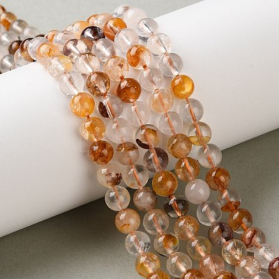 Natural Yellow Hematoid Quartz/Golden Healer Quartz Beads Strands G-C268-B01-01-1