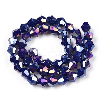 Opaque Solid Color Electroplate Glass Beads Strands EGLA-A039-P6mm-B10-1