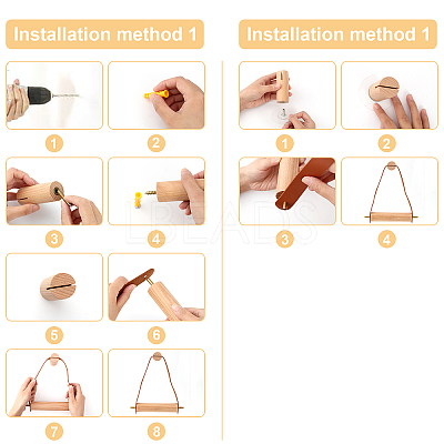 2 Sets 2 Colors Wood & Brass Toilet Wall Hanging Perforated Rope Holder FIND-GL0001-51-1