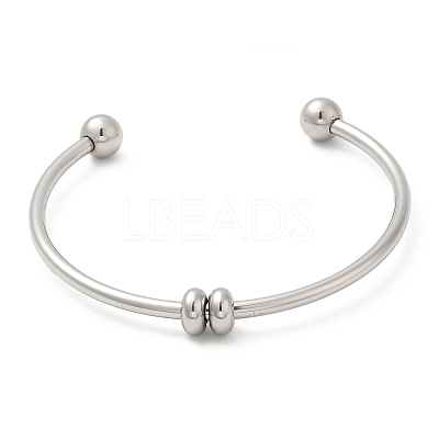 Non-Tarnish Screw End Ball 304 Stainless Steel Open Cuff Bangles LS-BJEW-G677-01P-1