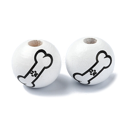 Pet Theme Wood Large Hole European Beads WOOD-D027-03C-1