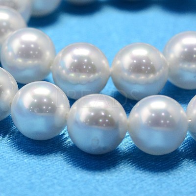 AB Color Plated Shell Pearl Round Bead Strands X-BSHE-L011-10mm-C001-1