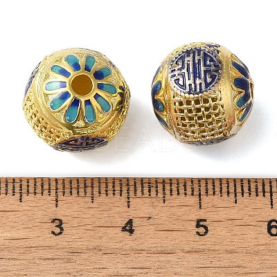 Rack Plating Brass Enamel Beads KK-P276-22C-G-1
