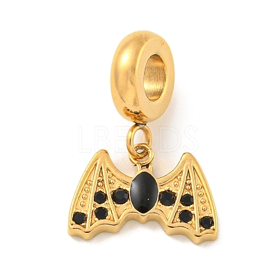 Ion Plating(IP) 304 Stainless Steel Black Enamel European Dangle Charms STAS-U005-35G-1