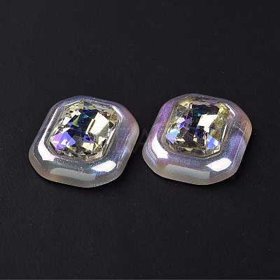 Rainbow Iridescent Plating Acrylic Cabochons OACR-E011-07-1