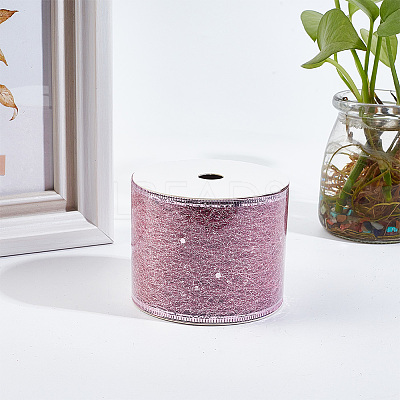 Glitter Polyester Satin Ribbon AJEW-WH0472-28B-1