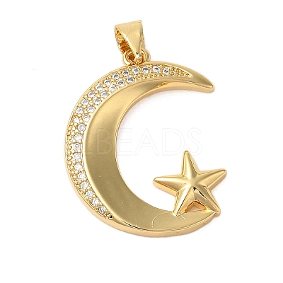 Rack Plating Brass Micro Pave Cubic Zirconia Pendants KK-P279-21G-1