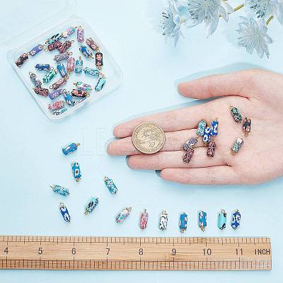 Handmade Flower Printed Polymer Clay Pendants FIND-SC0002-90-1