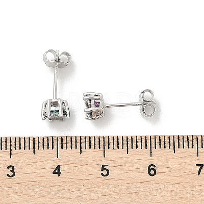 925 Sterling Silver Moissanite Rhinestone Stud Earrings EJEW-U042-05P-01-1