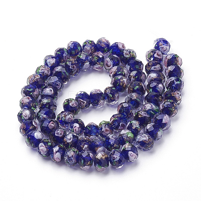Handmade Gold Sand Lampwork Beads Strands LAMP-R141-10mm-01-1