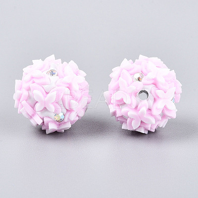 Handmade Polymer Clay Rhinestone and Resin Beads CLAY-T022-01F-1