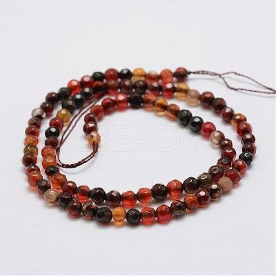 Faceted Natural Agate Beads Strands G-F447-4mm-C02-1