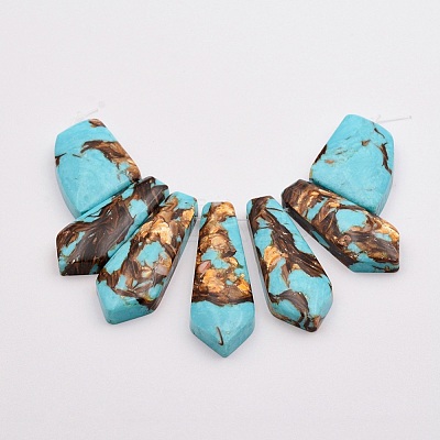 Assembled Bronzite and Synthetic Turquoise Beads Strands G-P297-K01-1