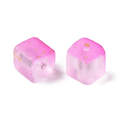 Frosted Glass Beads with Golden Glitter Powder X1-DGLA-NH001-8mm-01H-1