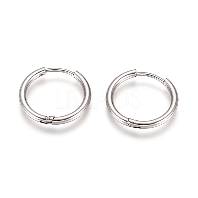 Tarnish Resistant 304 Stainless Steel Huggie Hoop Earrings EJEW-G272-02-14mm-P-1