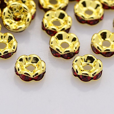 Brass Rhinestone Spacer Beads RB-A014-L6mm-22G-NF-1