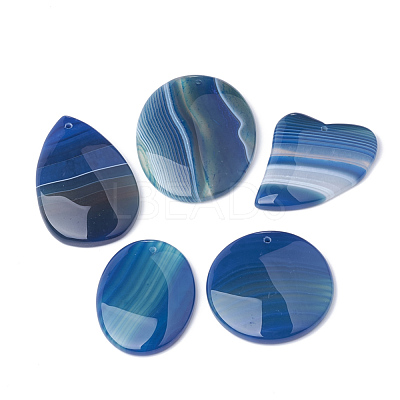 Dyed Natural Striped Agate/Banded Agate Pendants G-S280-03-1