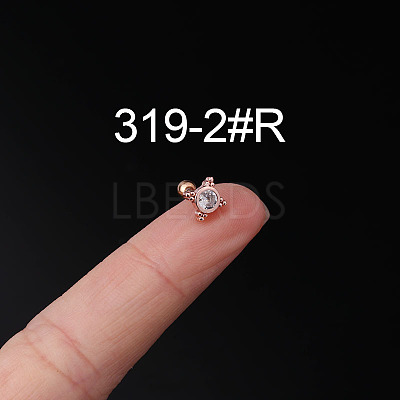 316L Surgical Stainless Steel Clear Cubic Zirconia Cartilage Earrings WG107EC-18-1