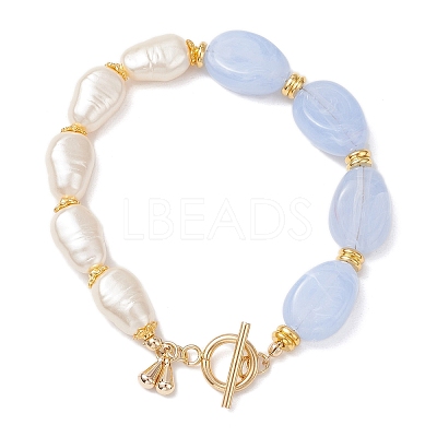 Imitation Gemstone & ABS Imitation Pearl Acrylic Beaded Bracelets for Women BJEW-JB12157-01-1