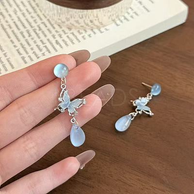 Alloy & Glass Teardrop Stud Earrings WGA7598-01-1