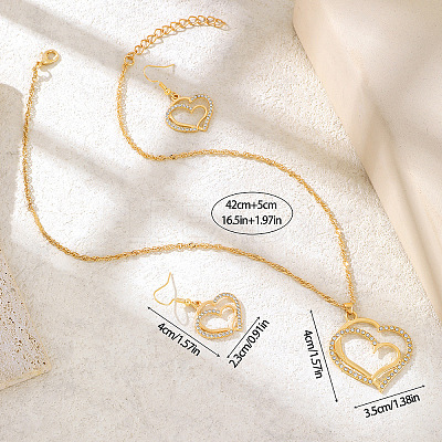 Heart Alloy Crystal Rhinestone Pendant Necklace & Dangle Earring Sets FS-WG8597C-01-1
