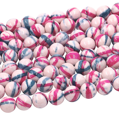 Dyed Round Synthetic Gemstone Ocean White Jade Beads Strands G-F085-8mm-01-1